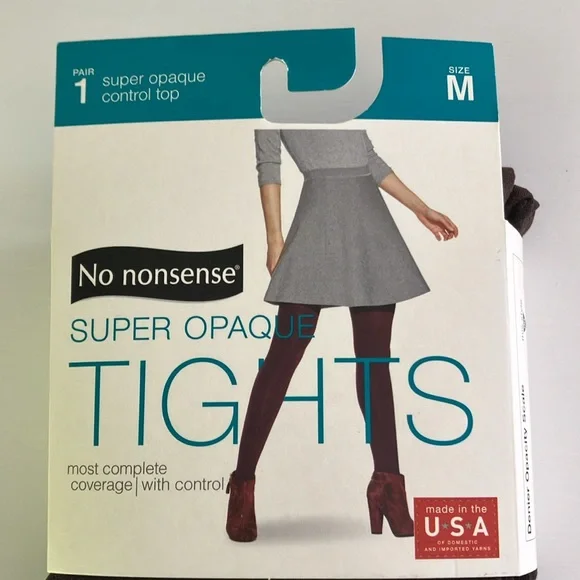 No Nonsense Super Opaque Tights Size Medium - Picture 3 of 7